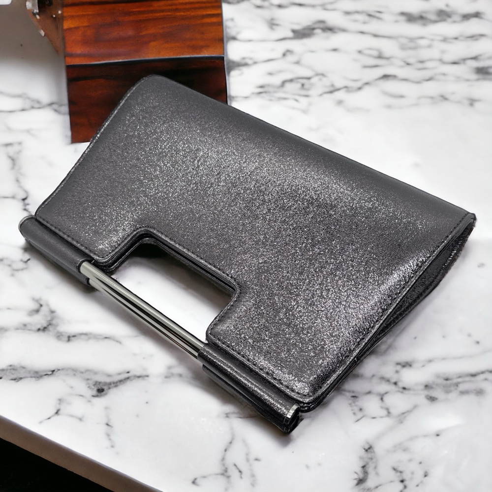 Metallic Gray Women's Clutch Wristlet – Sleek Evening Bag